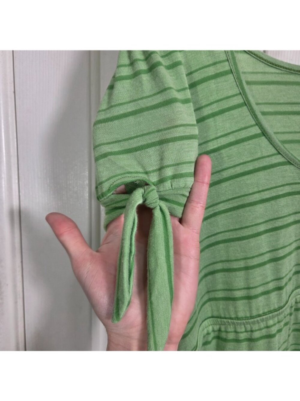 Vtg 90s Y2K Babydoll Top S/M Striped Mint Green Preppy Bella Swan Sporty Retro - Picture 2 of 6